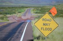 Climate Change and Natural Disasters, road sign