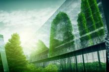 Photo environmental friendly and sustainable office building in the modern city