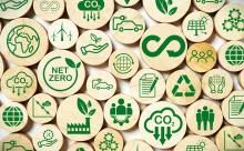Photo infinity and circular business economy environment icons 