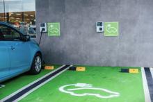 EV Charging Systems Installation Model for ERP, electric car green color parking for parking and charging